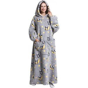 ⭐Sweat Panda Warm Giant Hoodie Thick Flannel Blanket with Sleeve
